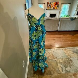 Large Festive Tropical Maxi Dress 100% Cotton New York and Company
